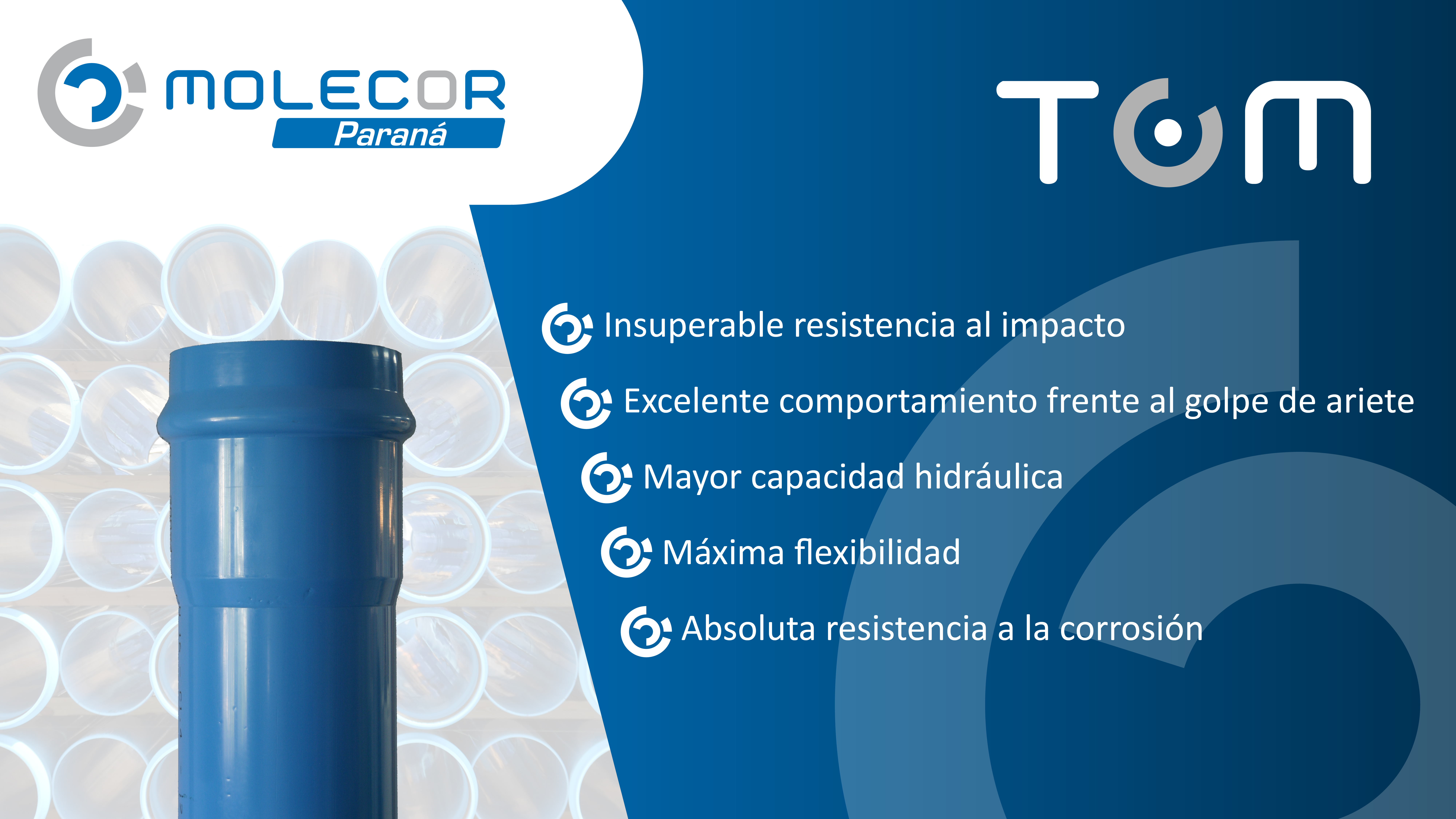 Ventajas de los caños de PVC-O TOM sobre otros materiales en canalizaciones de agua a presión